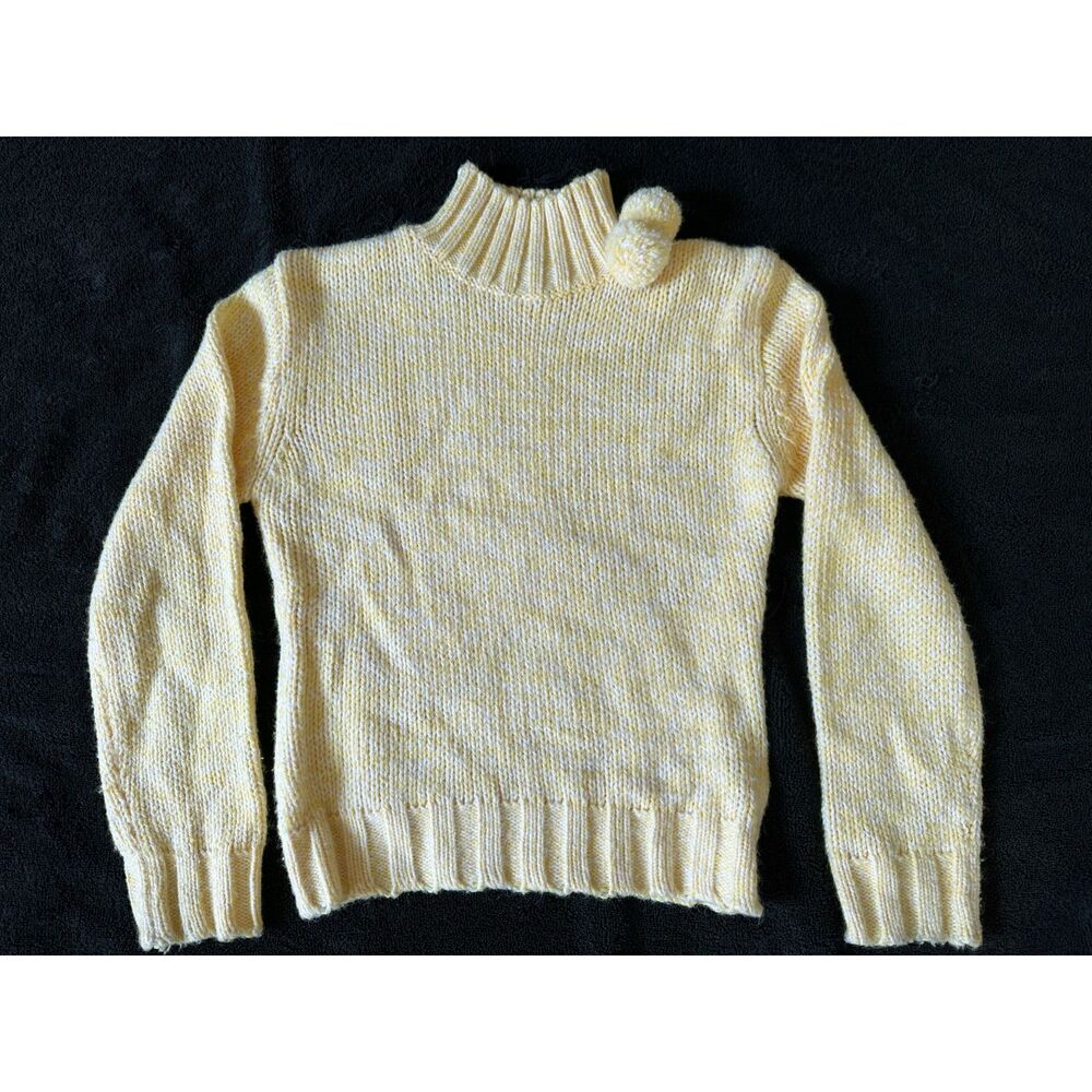 The Children's Place Butter Yellow Pom Pom Mock Neck Knit Sweater size L 10/12